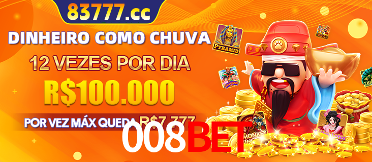 Banner do programa de recompensas Recomende para amigos do 008bet, detalhando os bônus por convidar amigos, com prêmios que chegam a R$288.888.